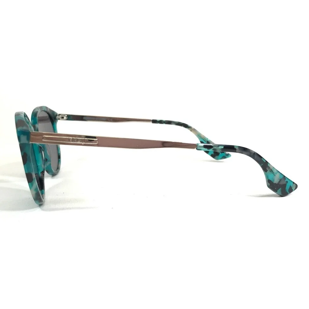 McQ Sunglasses MQ0069S 003 Blue Silver Tortoise Round Frames with Blue Lenses